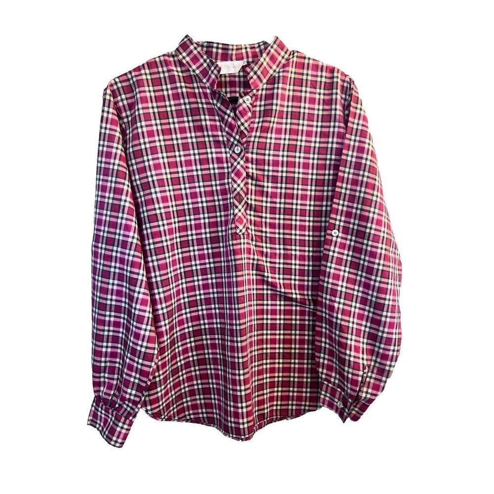 Laura Mae Blouse Womens Size 44‎ Plaid Vintage  Long Sleeve Lightweight Soft